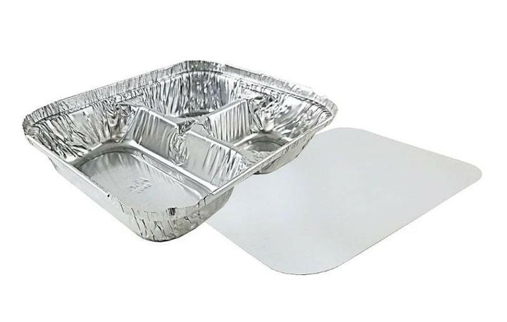 HFA 2045-35-250W 3 Compartment Pan with Board Lid 250/Case HFA Handi-Foil