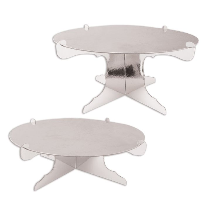 Beistle 53785-S Two Silver Cake Stands 12.5" Beistle