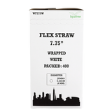 7.75" White Wrapped Flex Straw
