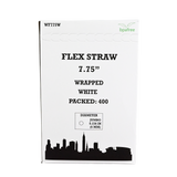 7.75" White Wrapped Flex Straw