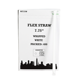 7.75" White Wrapped Flex Straw