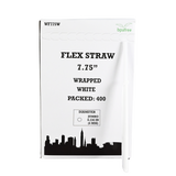 7.75" White Wrapped Flex Straw