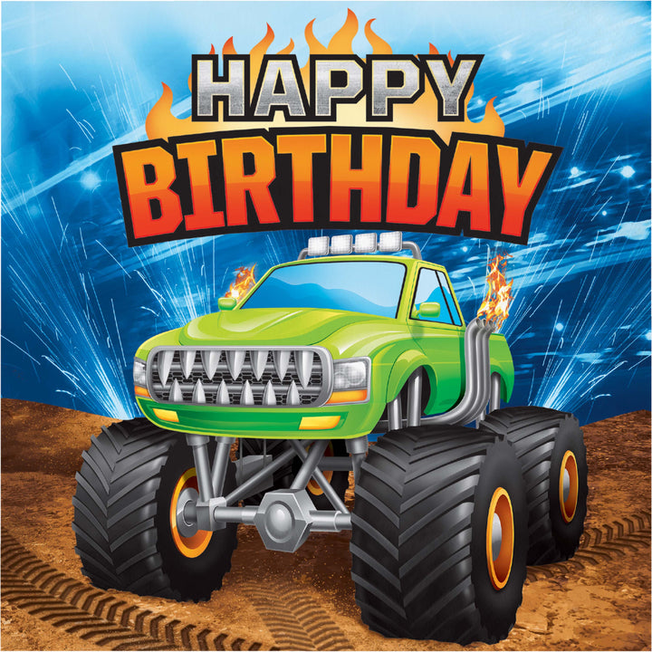 Creative Converting 339805 13" x 13" Monster Truck Rally Lunch Napkins Creative Converting