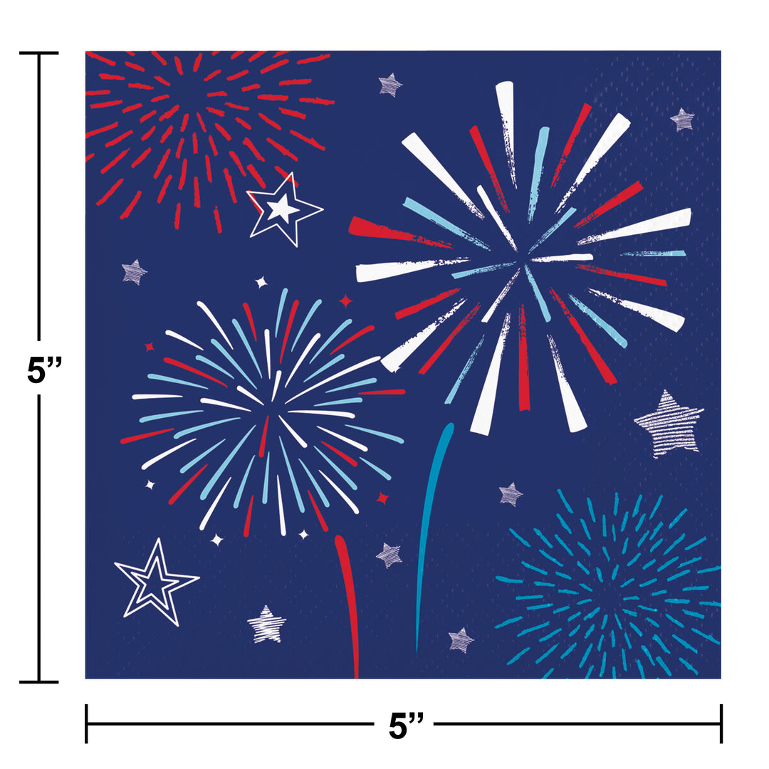 Creative Converting 10" X 10" Patriotic Party Beverage Napkins