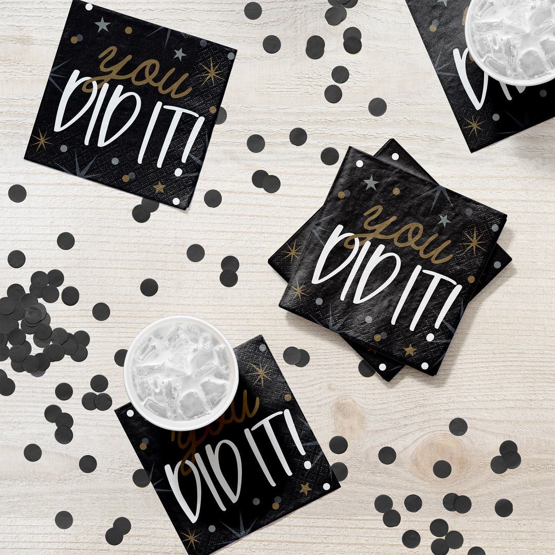 Creative Converting 374107 10" X 10" Glowing Grad Beverage Napkins