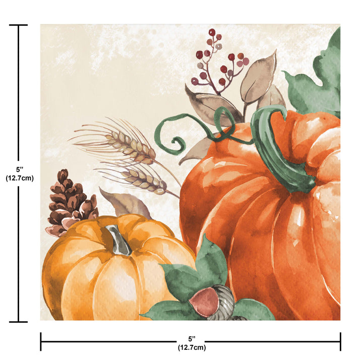 Creative Converting 376028 10" X 10" Harvest Delight Beverage Napkins