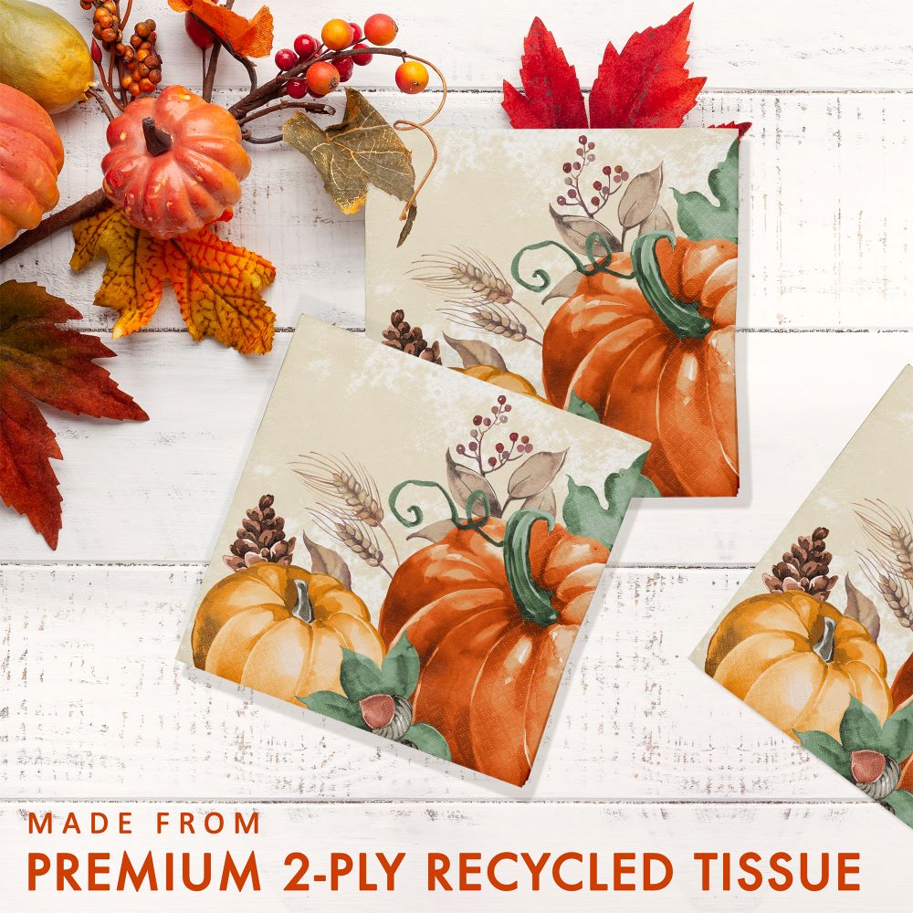 Creative Converting 376028 10" X 10" Harvest Delight Beverage Napkins