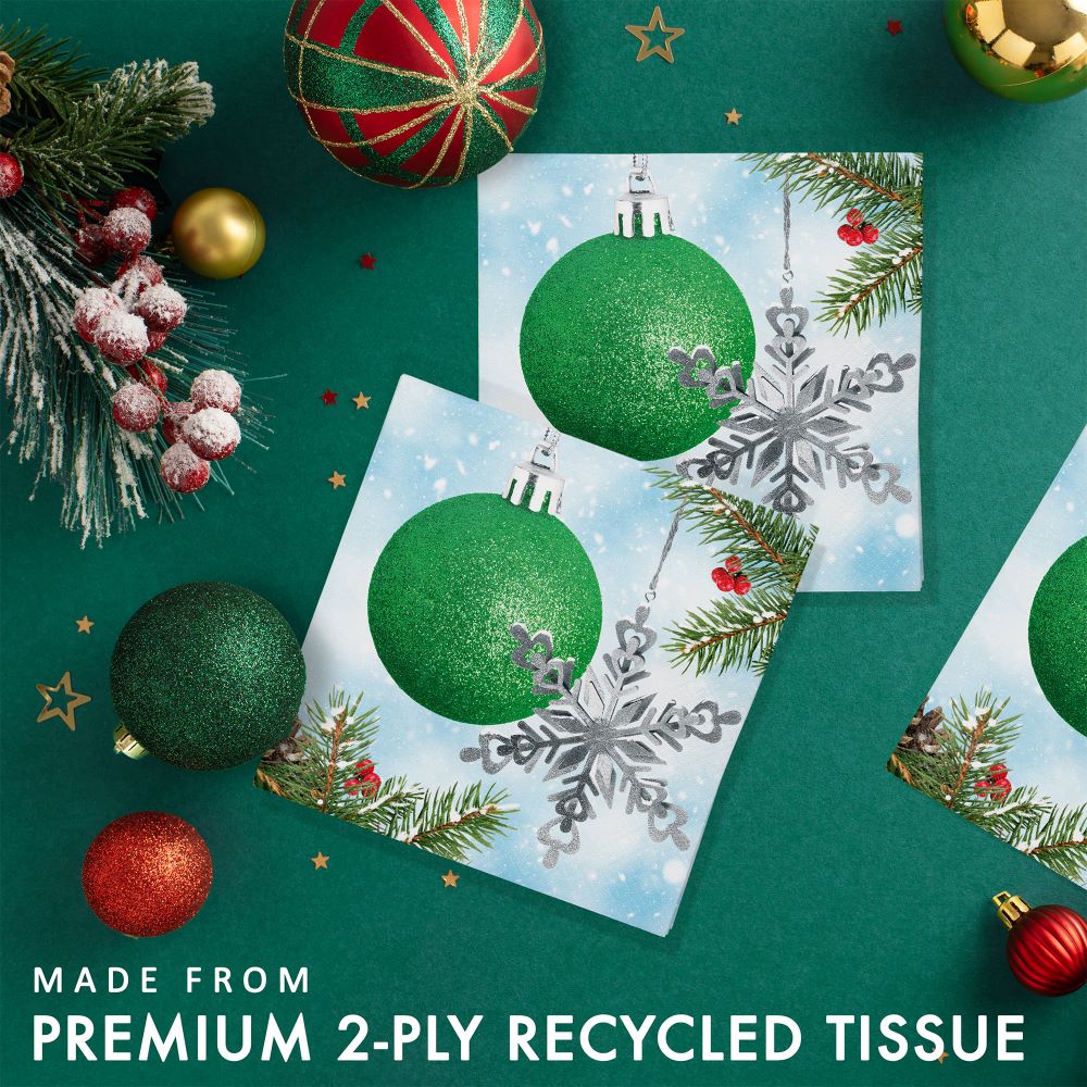 Creative Converting 376069 10" X 10" Classical Christmas Beverage Napkins