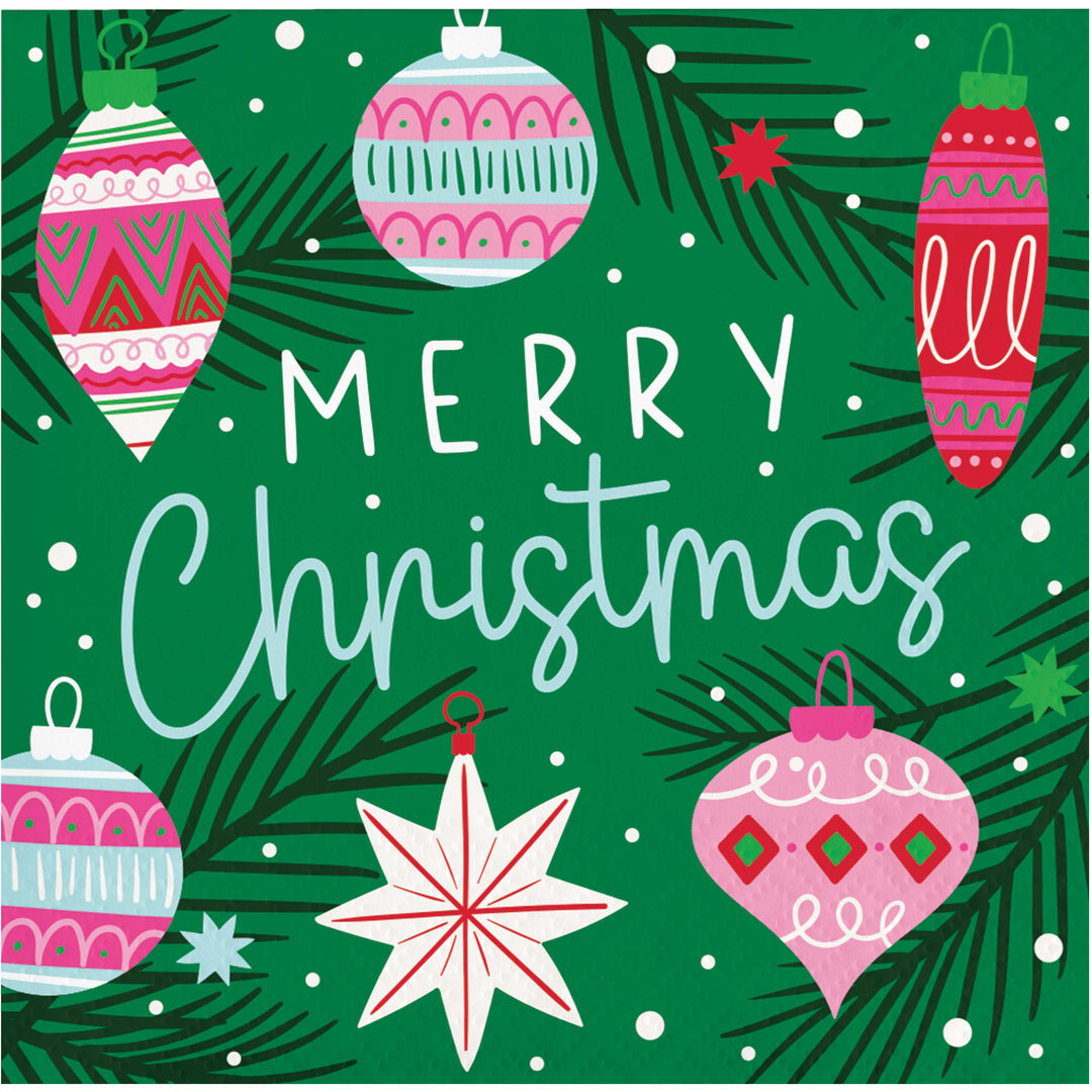 Creative Converting 376115 10" X 10" Merry Christmas Beverage Napkins