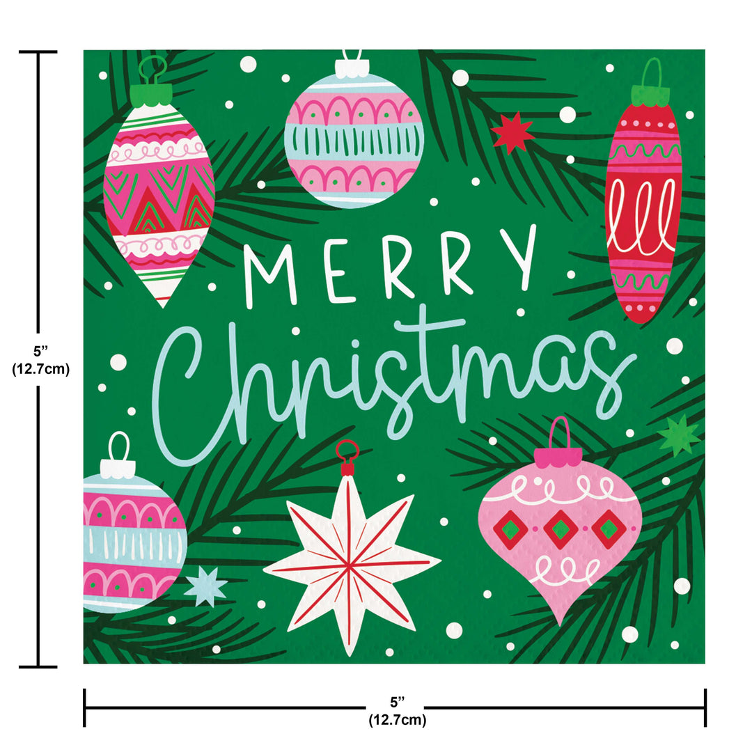 Creative Converting 376115 10" X 10" Merry Christmas Beverage Napkins