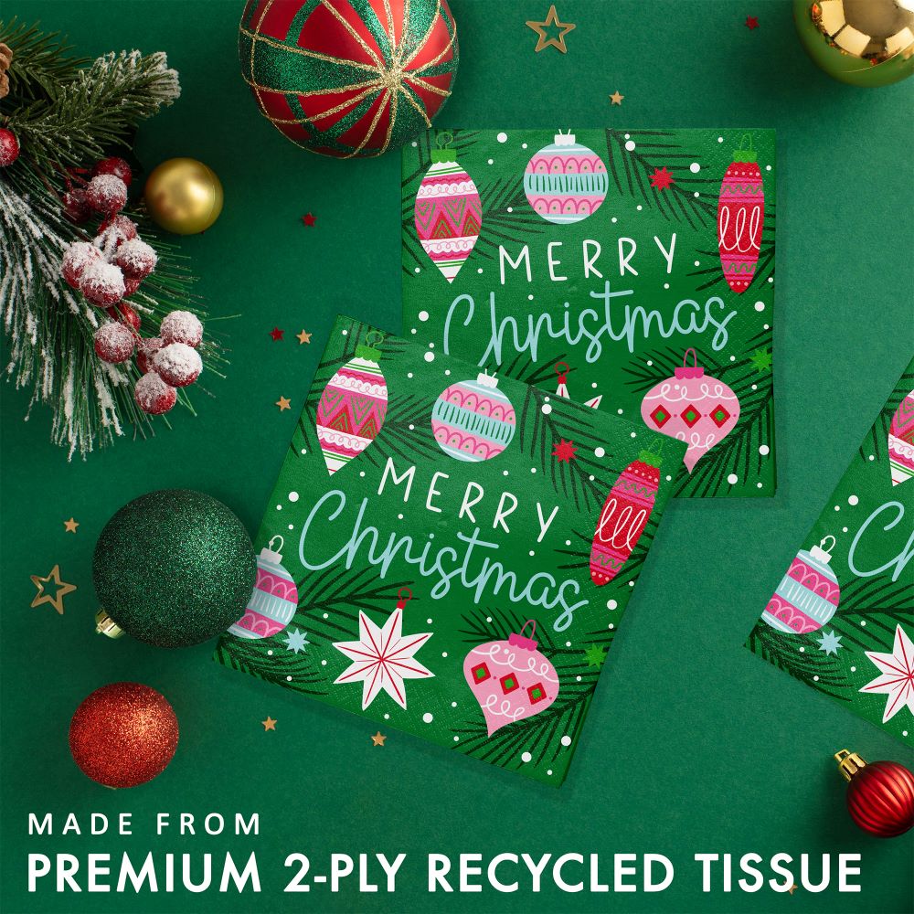 Creative Converting 376115 10" X 10" Merry Christmas Beverage Napkins