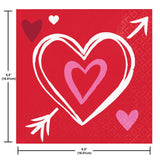 Creative Converting 378258 10" X 10" Joyful Hearts Beverage Napkins