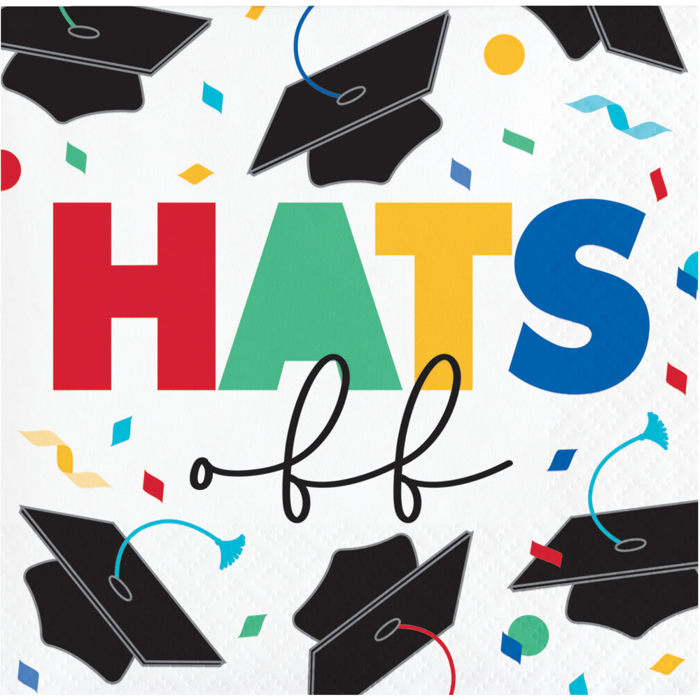 Creative Converting 369873 10" X 10" "Hats Off" Lunch Napkins