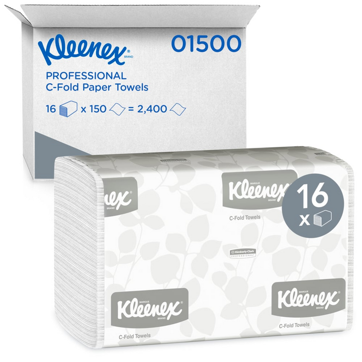 Kleenex 01500 C-Fold White Paper Towels 2400/Case Kleenex