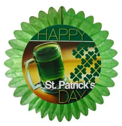 46" Light Green Happy St Patrick's Day/Beer Mug Tissue Fan (06021-012-080) Paper Fantasies