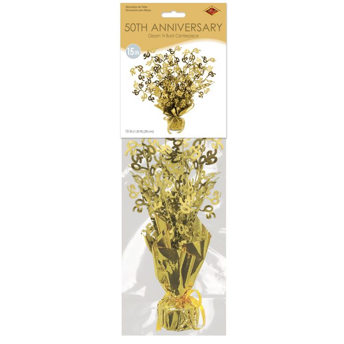 Beistle 15" Gold "50" Gleam N Burst Centerpiece (54280-GD)