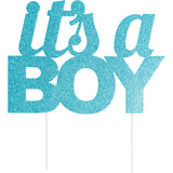 Creative Converting 335053 8" x 7" "IT'S A BOY" Blue Cake Topper