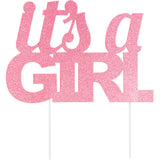 It's a Girl Pink Glitter Cake Topper Baby Shower