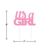 It's a Girl Pink Glitter Cake Topper Baby Shower