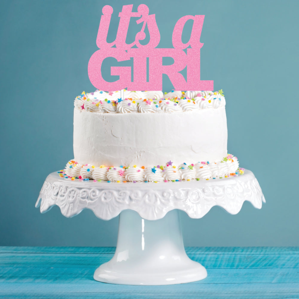 Creative Converting 335054 8" x 7" "IT'S A GIRL" Pink Cake Topper