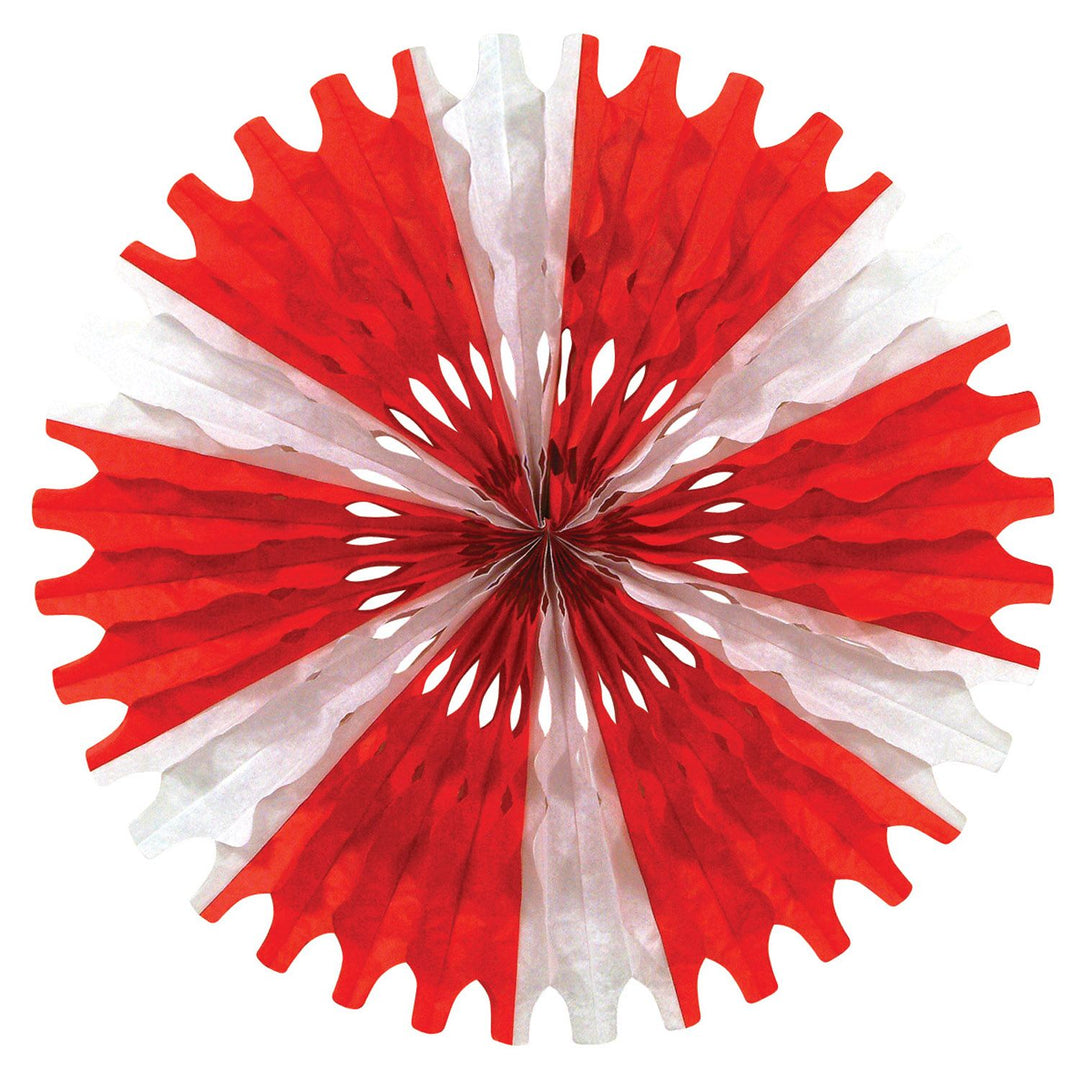 25" Red and White Tissue Fan