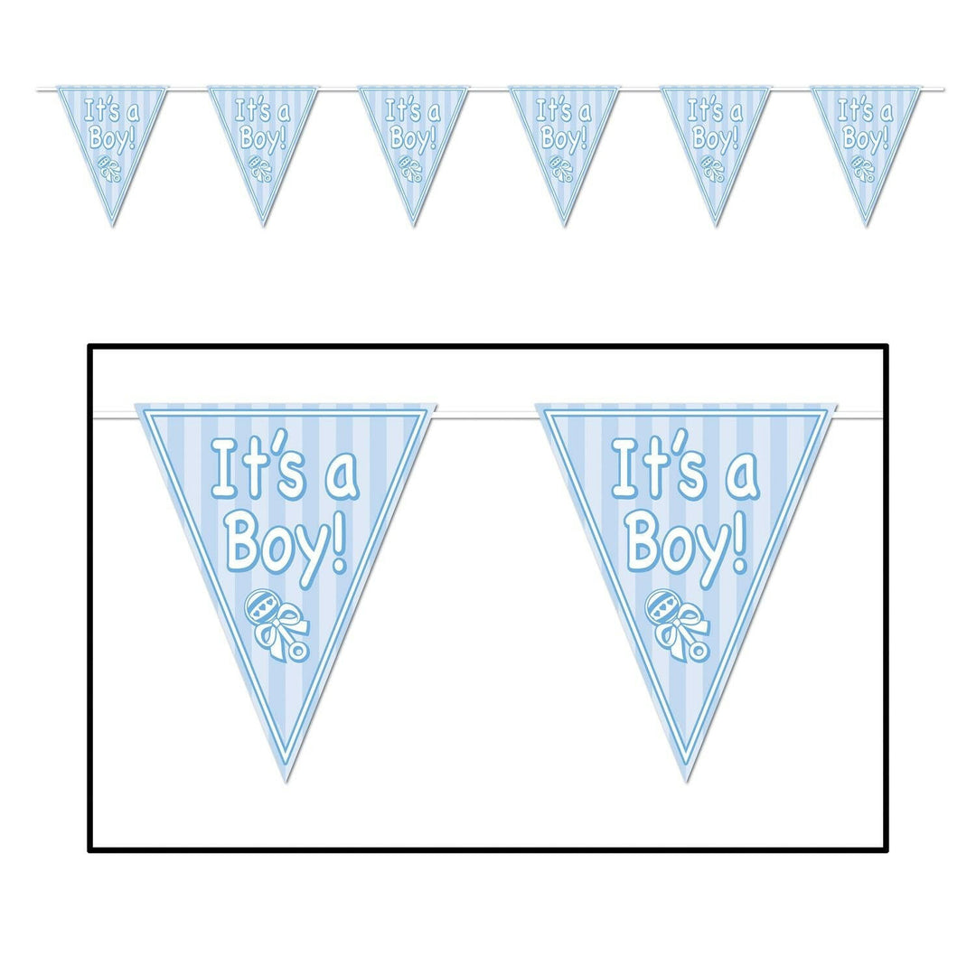 Beistle 11" x 12' "It's A Boy" Pennant Banner (57448) Beistle