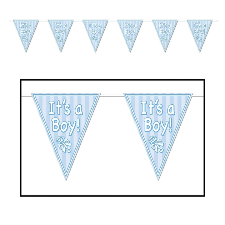 Beistle 11" x 12' "It's A Boy" Pennant Banner (57448) Beistle