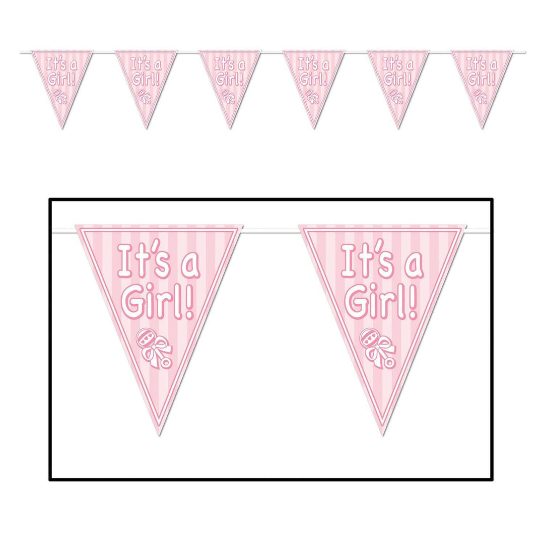 Beistle 11" x 12' "It's A Girl" Pennant Banner (57447) Beistle