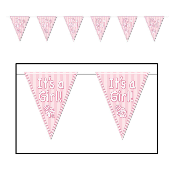 Beistle 11" x 12' "It's A Girl" Pennant Banner (57447) Beistle