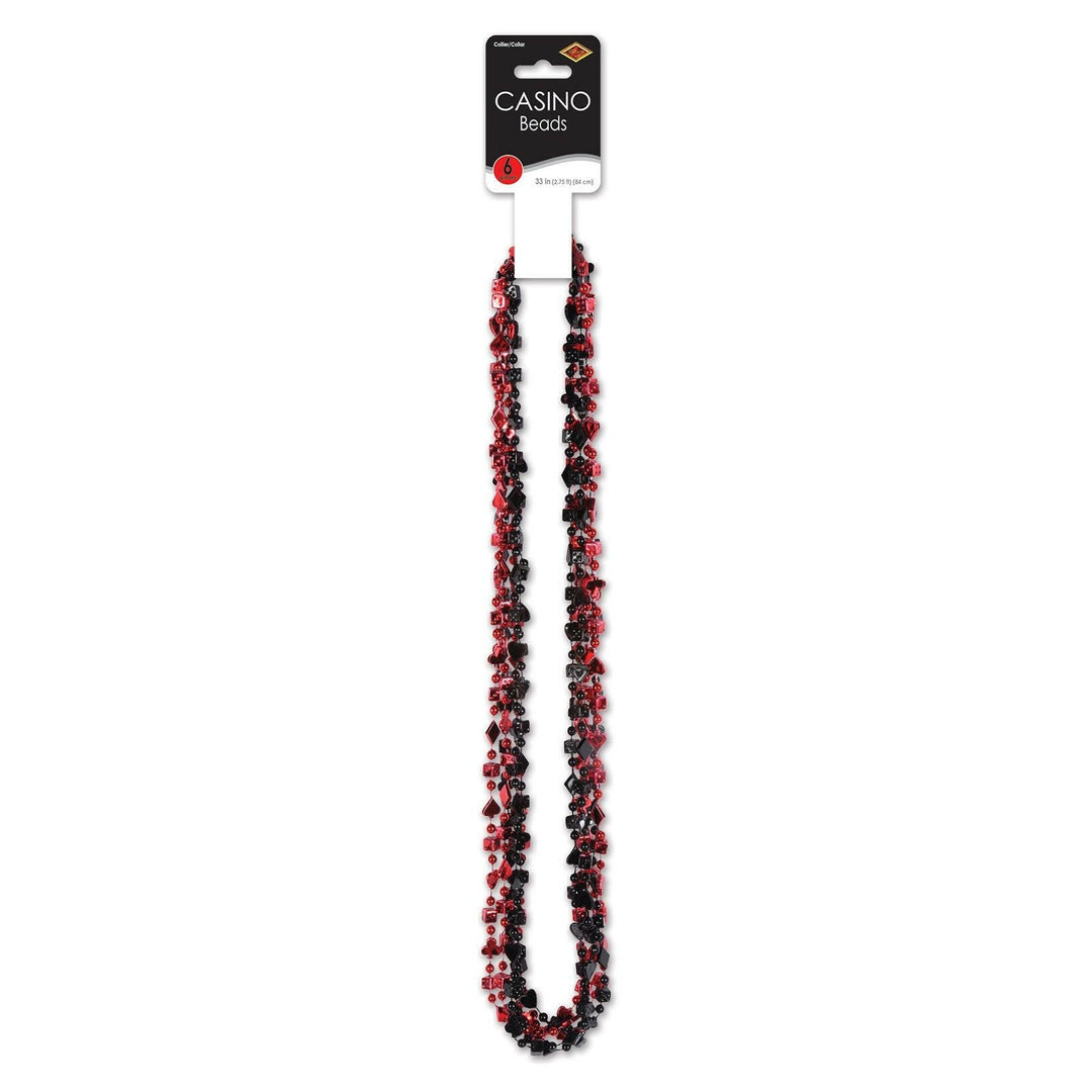 Beistle 60982 Black and Red Casino Bead Necklace 6/Pack
