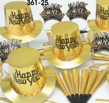 Party Time 361-25 (Gold) Regal New Year's Eve Party Kit For 25