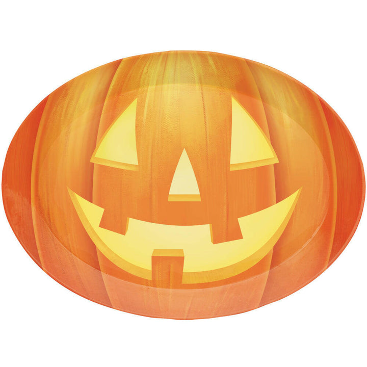 Creative Converting 339321 Plastic Oval Pumpkin Serving Tray 10" x 13" Creative Converting