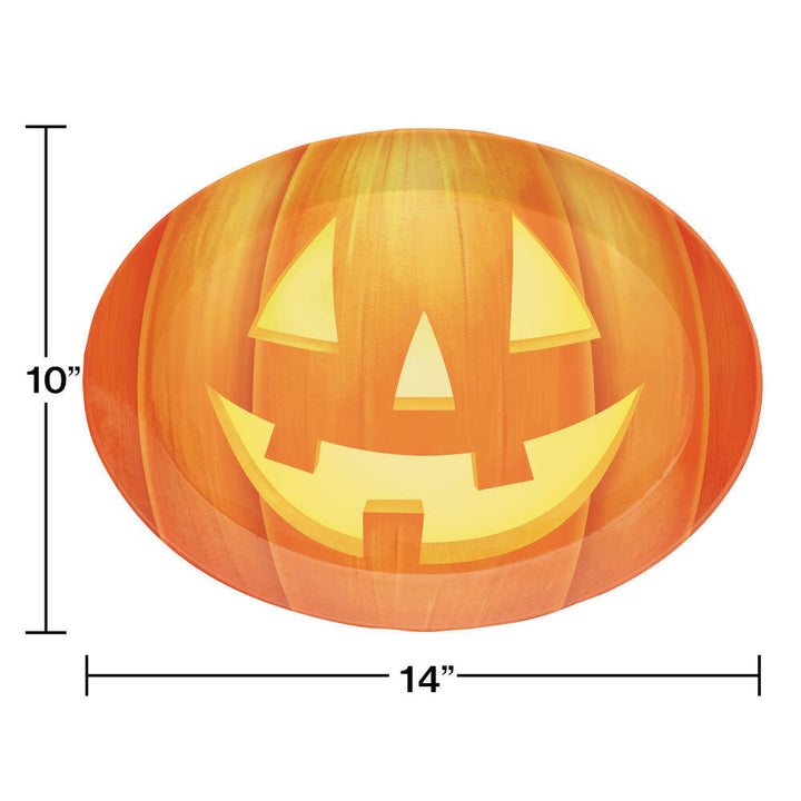 Creative Converting 339321 Plastic Oval Pumpkin Serving Tray 10" x 13" Creative Converting