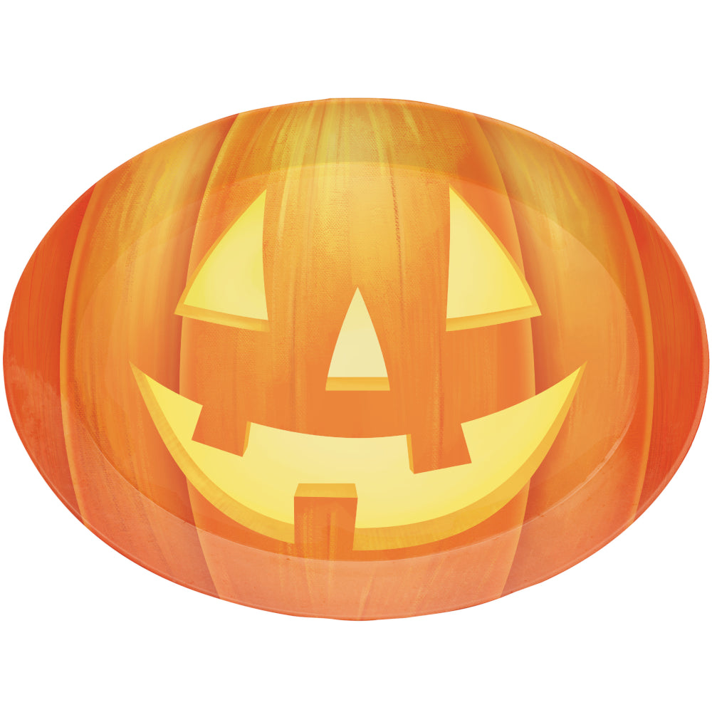 Creative Converting 339321 Plastic Oval Pumpkin Serving Tray 10" x 13"