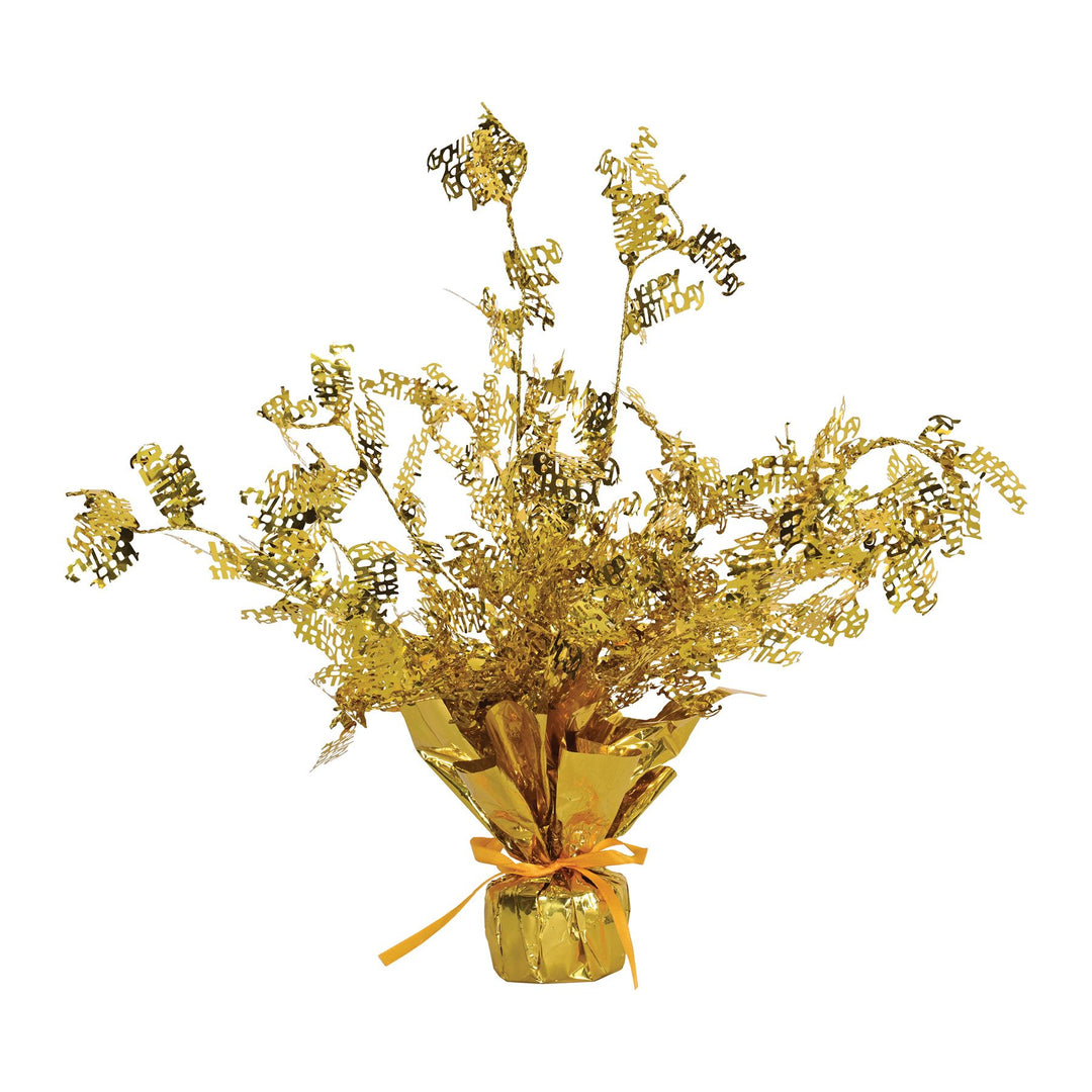 Beistle 50809-GD 15" Gold Happy Birthday Centerpiece