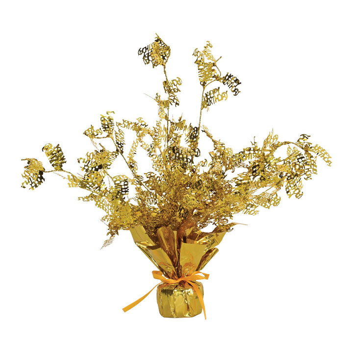 Beistle 50809-GD 15" Gold Happy Birthday Centerpiece