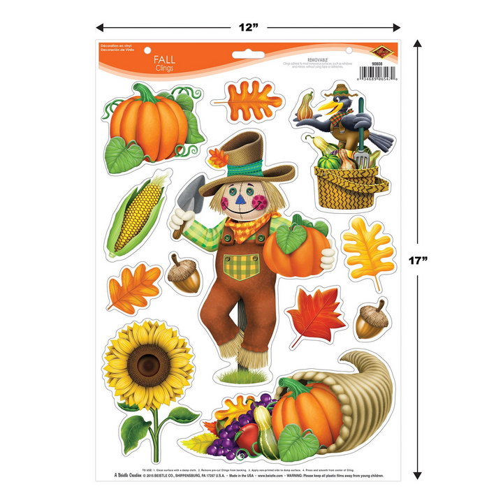 Beistle 90808 Fall Window Clings 12 Count Beistle