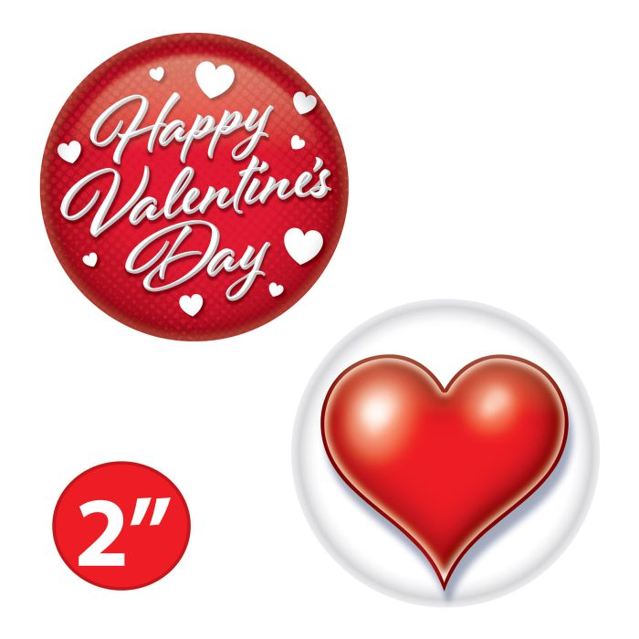 Beistle 2" Valentine's Day Buttons 2/Pack