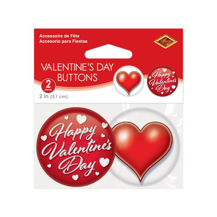 Beistle 2" Valentine's Day Buttons 2/Pack