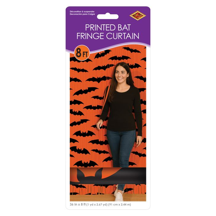 Beistle 00575 8' x 3' Bat 1-Ply Plastic Fringe Curtain
