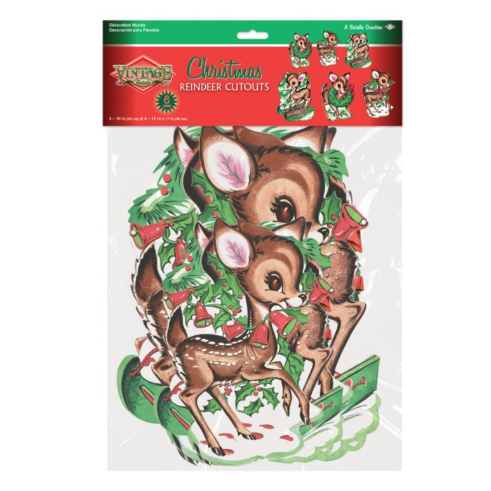 Beistle 20054 Vintage Christmas Reindeer Cutouts