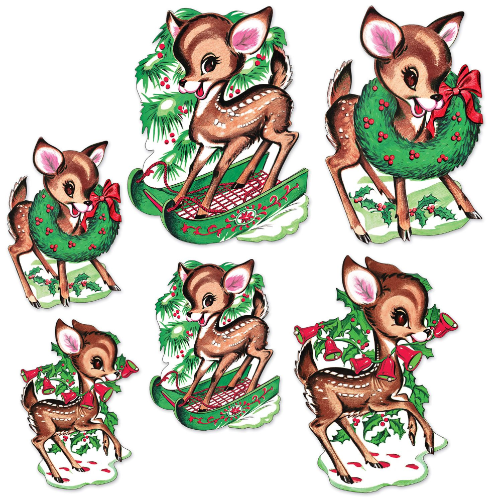 Beistle 20054 Vintage Christmas Reindeer Cutouts