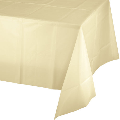 54" X 108" Ivory Plastic Table Covers