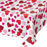 Creative Converting Red Hearts Plastic Table Cover 54x108