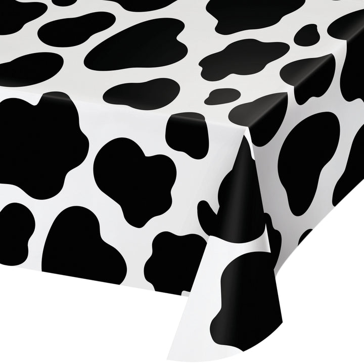 Creative Converting 329659 54" x 108" Plastic Cow Print Table Cover Creative Converting