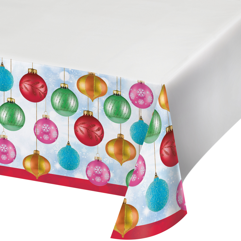 54" x 108" Bright Ornaments Paper Table Cover