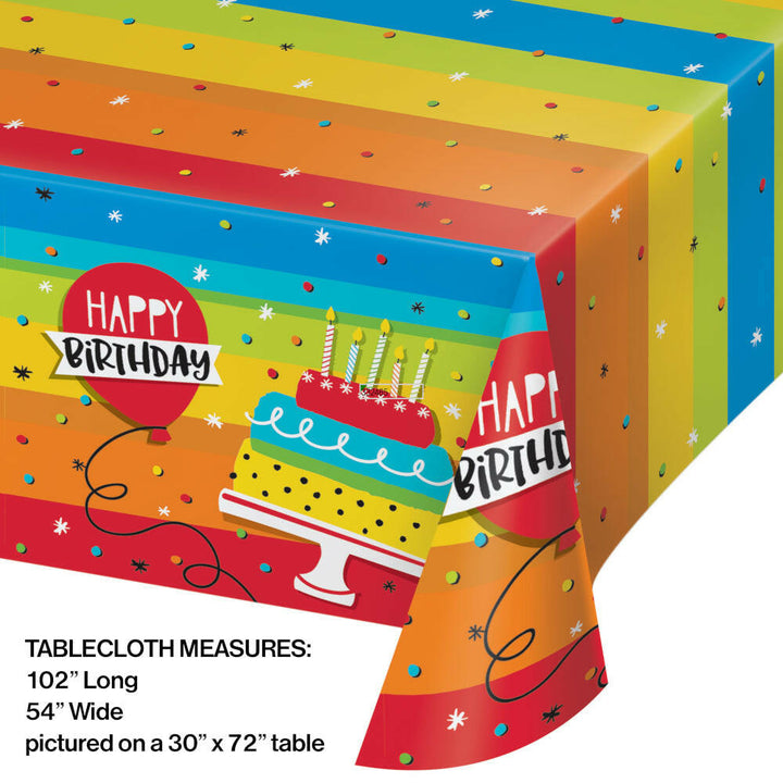 Creative Converting 332465 54" X 108" Hoppin Birthday Cake Plastic Tablecover Creative Converting