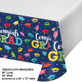 Creative Converting 374118 Glad to Be Grad Paper Table Cover 96" x 54"
