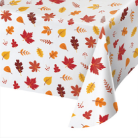 Creative Converting 37-5861 54" X 108" Fall Leaves Plastic Table Cover