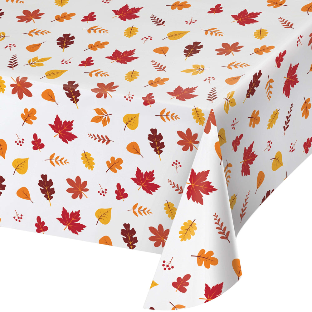 Creative Converting 37-5861 54" X 108" Fall Leaves Plastic Table Cover